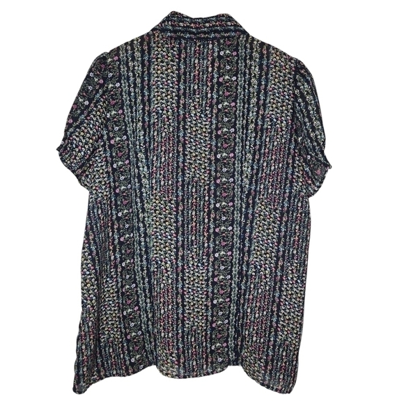 DENIM 24/7 Women's Ruffled Short Sleeve Blouse Colorful Floral Size 16W - Picture 2 of 6